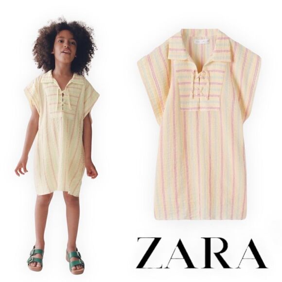 Zara Other - ZARA Kids | Yellow | STRIPED KAFTAN DRESS